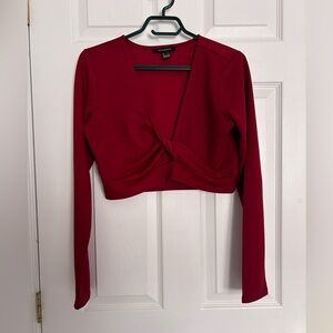 Ruby Red Twist Tie Crop Top